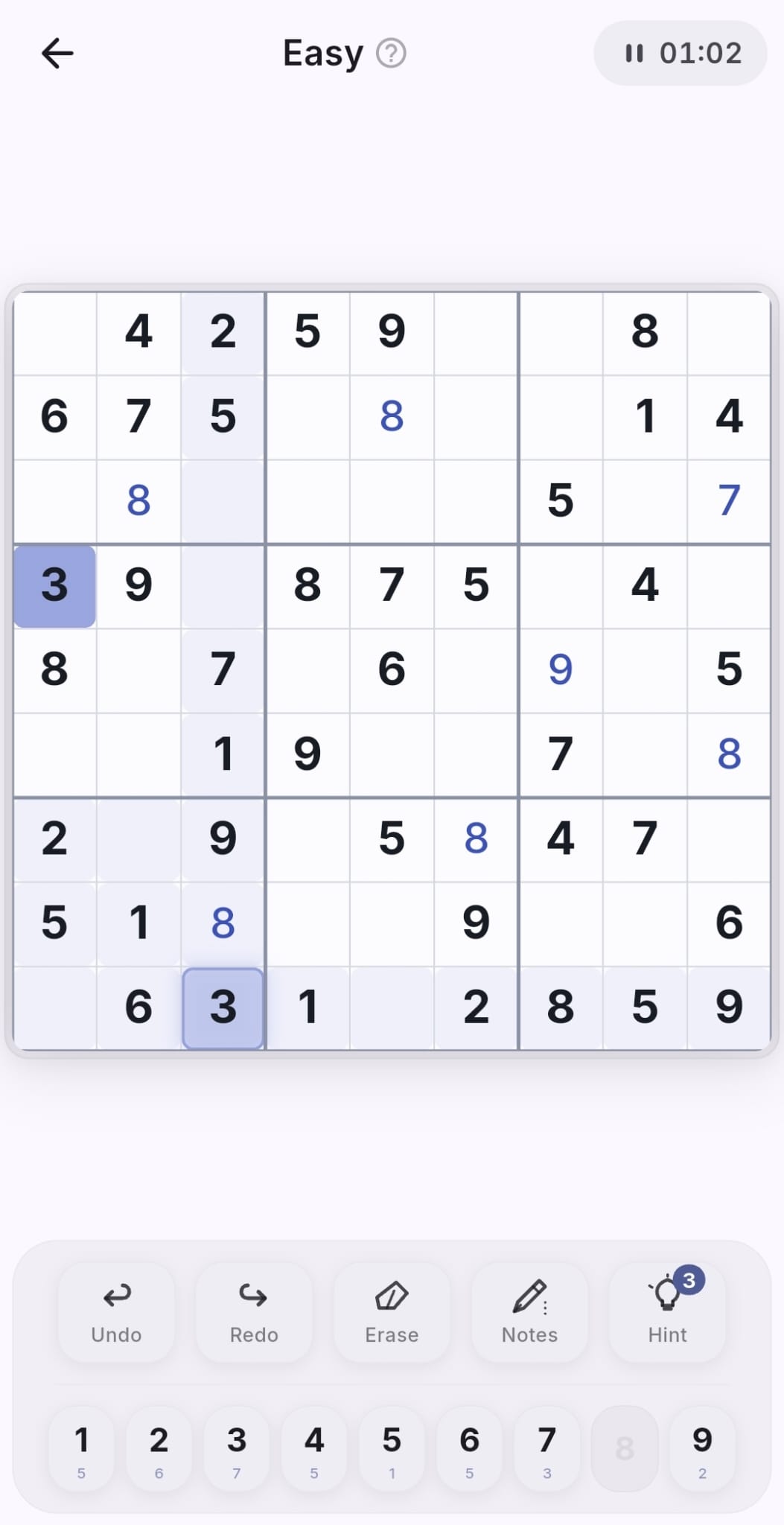 Prism Sudoku gameplay board